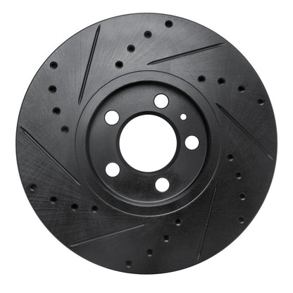 R1 Concepts R1 96-98 Volkswagen Jetta Sedan Front Right Drilled & Slotted Black Brake Rotor