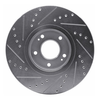 R1 Concepts R1 07-12 Hyundai Veracruz Front Right Drilled & Slotted Silver Brake Rotor