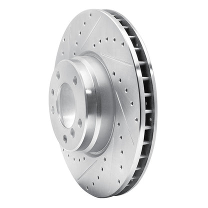 R1 Concepts R1 95-01 BMW 750IL Front Left Drilled & Slotted Silver Brake Rotor