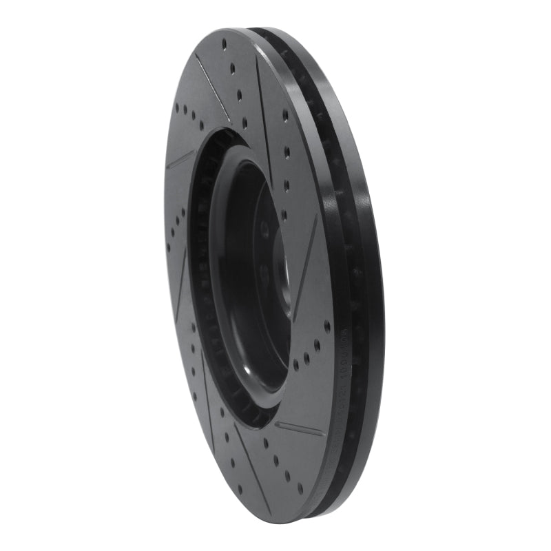 R1 Concepts R1 15-19 Jaguar E-Pace Front Left Drilled & Slotted Black Brake Rotor