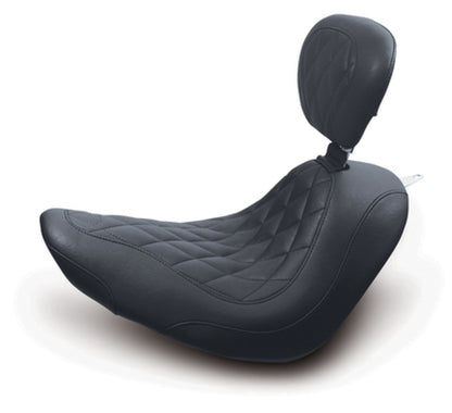 Mustang Motorcycle Mustang 06-17 Harley Softail Wide Tire(200mm)Wide Tripper Solo Seat w/DBR Diamond Stitch - Black