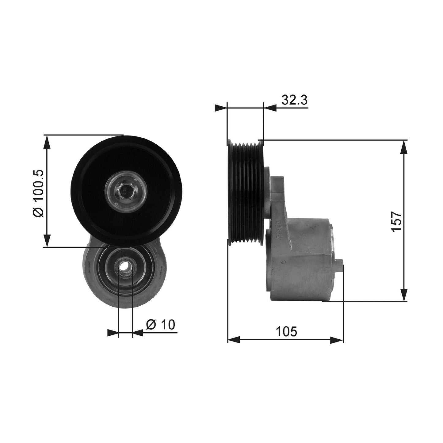 GATES GATT38245 V-Ribbed Belt Tensioner Pulley