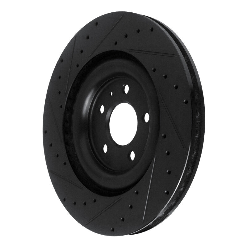R1 Concepts R1 17-25 Audi Q8 e-Tron Rear Right Drilled & Slotted Black Brake Rotor