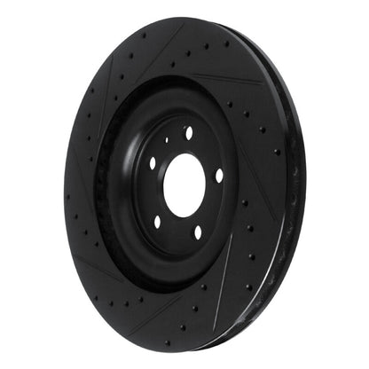 R1 Concepts R1 17-25 Audi Q8 e-Tron Rear Right Drilled & Slotted Black Brake Rotor