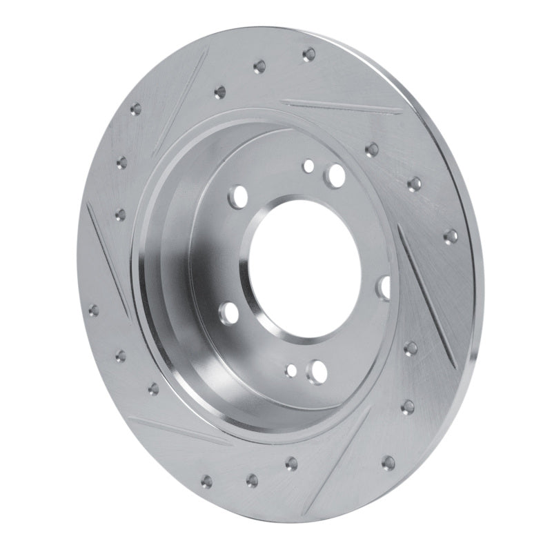 R1 Concepts R1 11-25 Hyundai Elantra Coupe Rear Right Drilled & Slotted Silver Brake Rotor