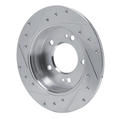 R1 Concepts R1 11-25 Hyundai Elantra Coupe Rear Right Drilled & Slotted Silver Brake Rotor