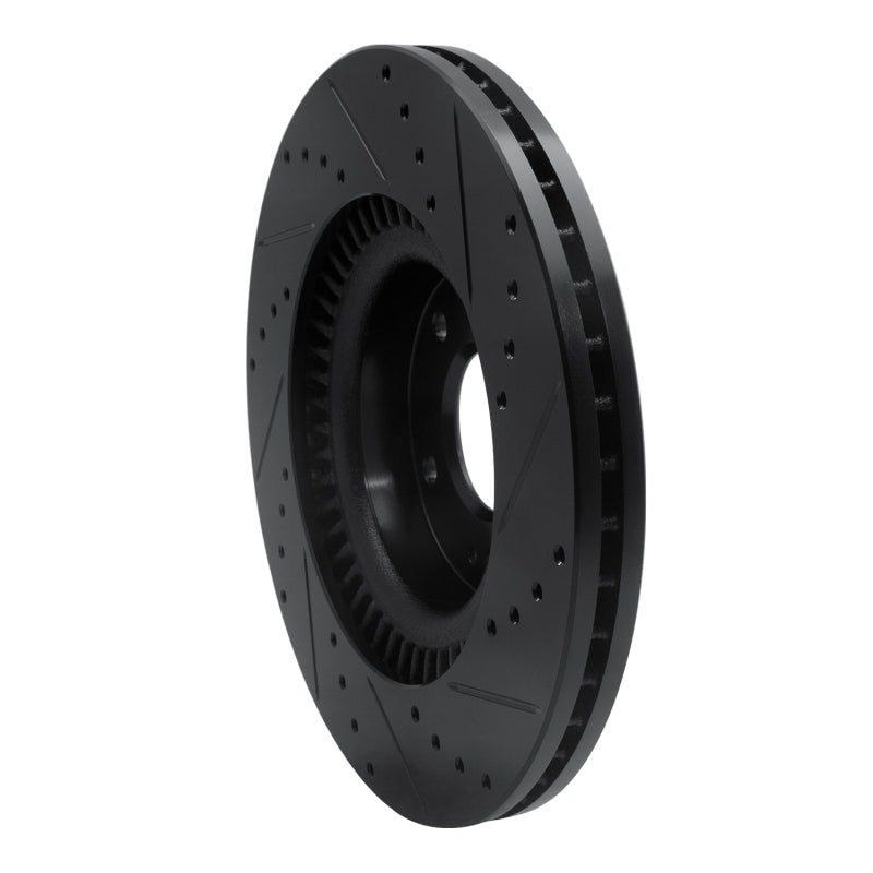 R1 Concepts R1 10-16 Hyundai Genesis Coupe Front Left Drilled & Slotted Black Brake Rotor