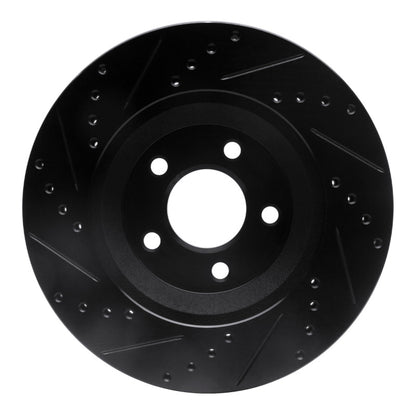R1 Concepts R1 05-14 Ford Mustang Front Right Drilled & Slotted Black Brake Rotor