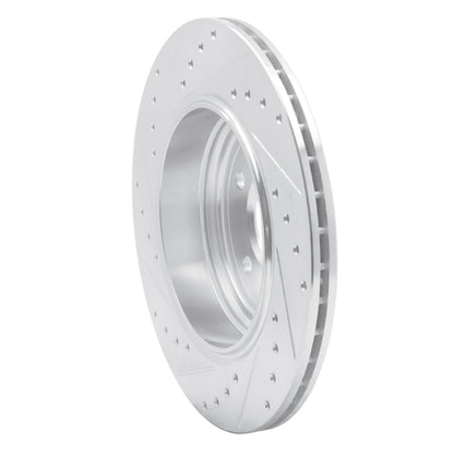 R1 Concepts R1 04-10 BMW 528I Rear Right Drilled & Slotted Silver Brake Rotor
