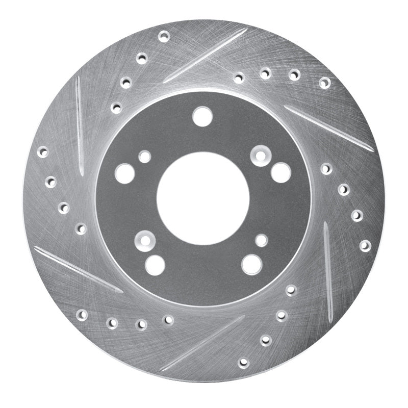 R1 Concepts R1 02-15 Acura RSX Front Left Drilled & Slotted Silver Brake Rotor