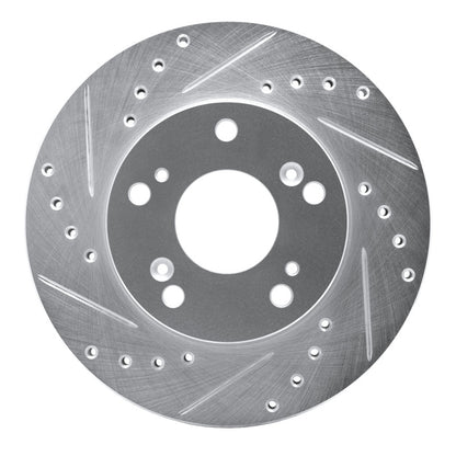 R1 Concepts R1 02-15 Acura RSX Front Left Drilled & Slotted Silver Brake Rotor