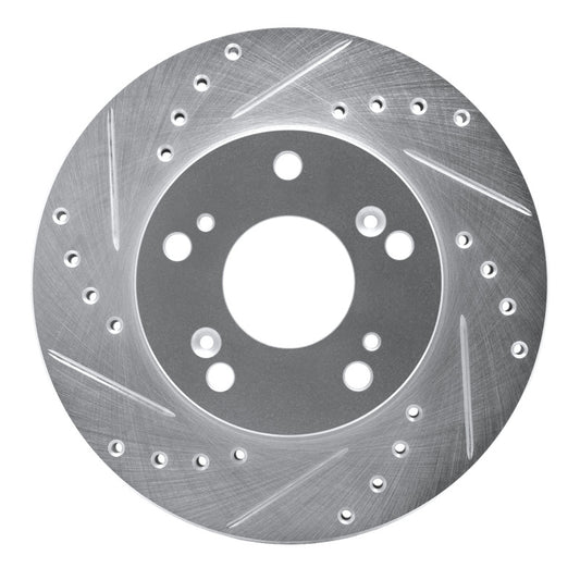 R1 Concepts R1 02-15 Acura RSX Front Left Drilled & Slotted Silver Brake Rotor