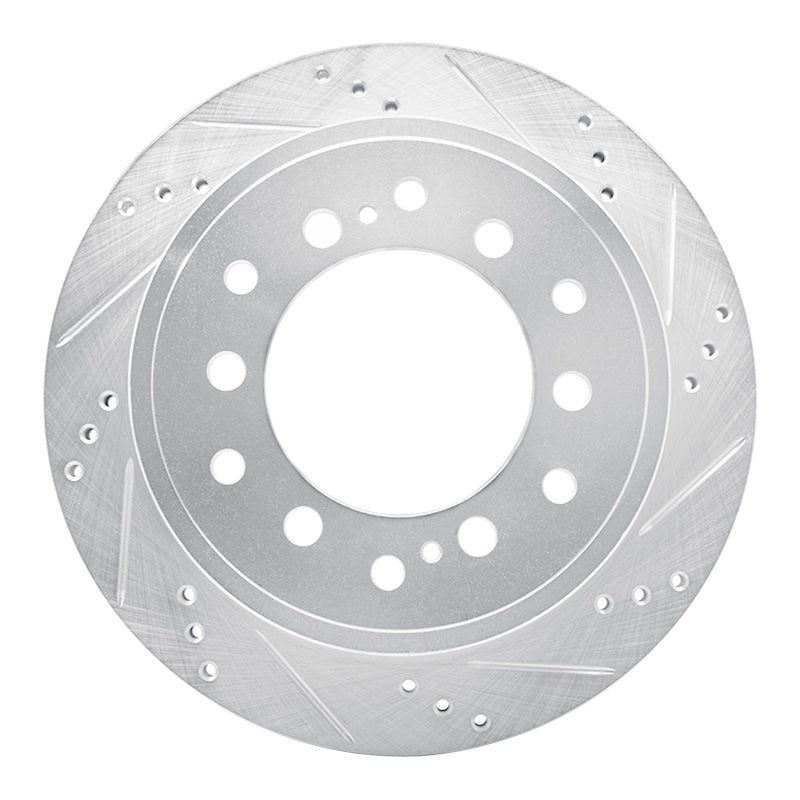 R1 Concepts R1 10-24 Lexus GX460 Rear Right Drilled & Slotted Silver Brake Rotor