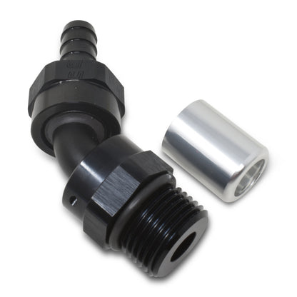 Russell Hose End Crimp On 10 Sae Port Male To -8 Hose 45 Deg Swivel Blk Anodized