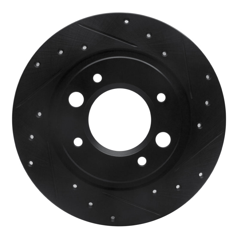 R1 Concepts R1 71-89 Peugeot 504 Rear Right Drilled & Slotted Black Brake Rotor