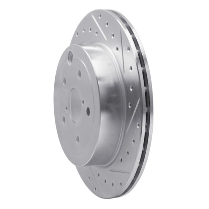 R1 Concepts R1 08-20 Subaru WRX STI Rear Right Drilled & Slotted Silver Brake Rotor