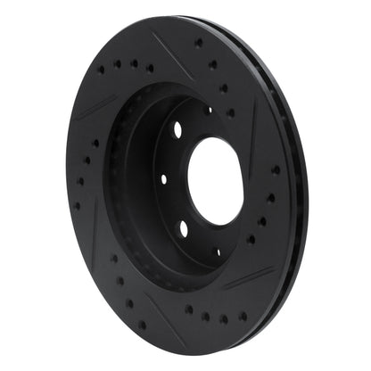 R1 Concepts R1 84-06 Honda Civic Hatchback Front Left Drilled & Slotted Black Brake Rotor