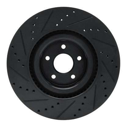 R1 Concepts R1 16-18 Ford Focus Front Right Drilled & Slotted Black Brake Rotor