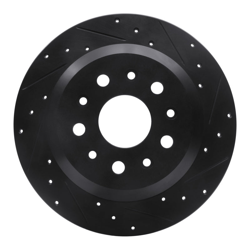 R1 Concepts R1 18-25 Jeep Wrangler Rear Right Drilled & Slotted Black Brake Rotor