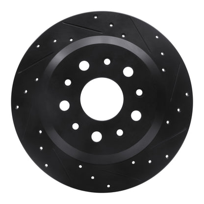 R1 Concepts R1 18-25 Jeep Wrangler Rear Right Drilled & Slotted Black Brake Rotor
