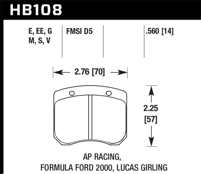 Hawk Performance Hawk AP Racing 14mm Blue 9012 Race Brake Pads