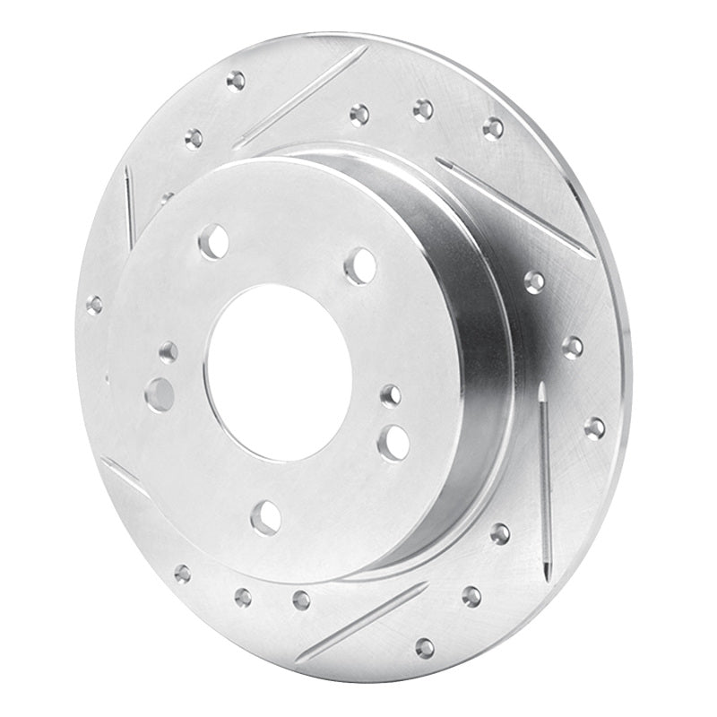 R1 Concepts R1 94-98 Nissan 240SX Rear Left Drilled & Slotted Silver Brake Rotor