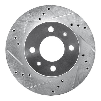R1 Concepts R1 00-02 Hyundai Accent Front Left Drilled & Slotted Silver Brake Rotor