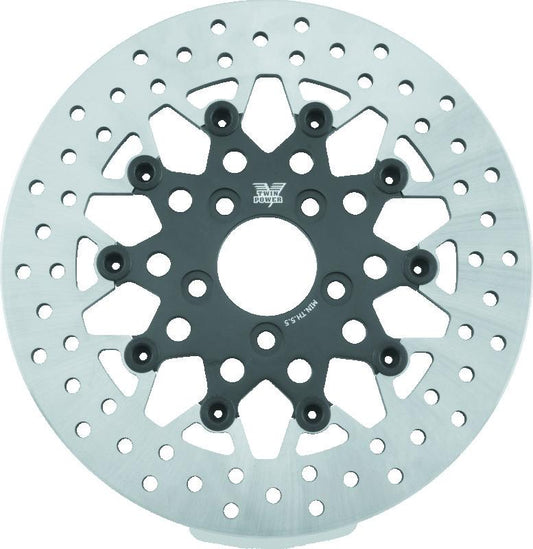 TwinPower Twin Power 08-Up FLH FLT Rear 11.8in Floating Rotor Mesh Black