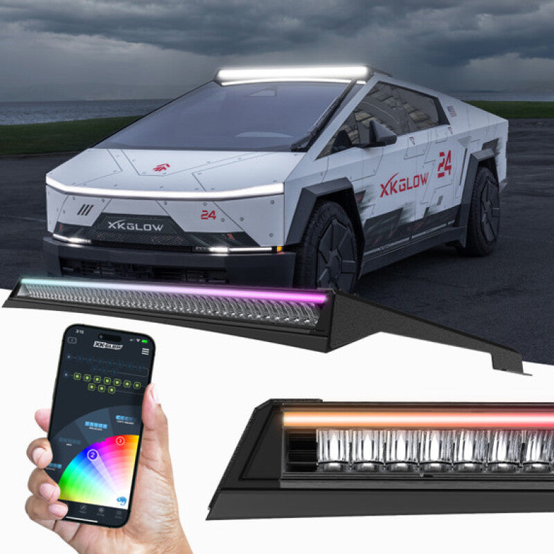 XKGLOW XK Glow Tesla Cybertruck XKmax 50in Roof LED Off-Road Light Bar w/ RGBW Chasing DRL & App Control