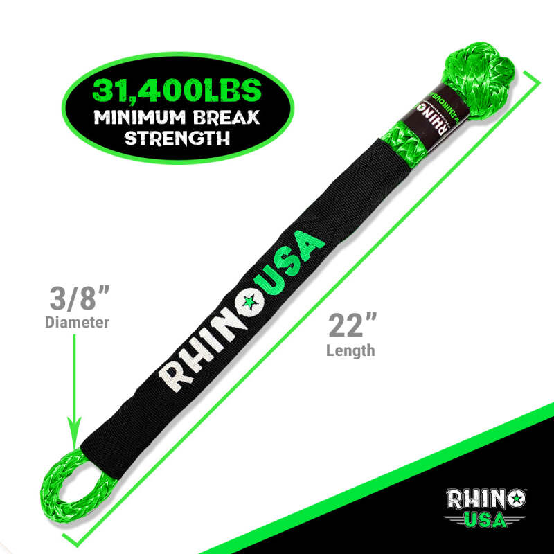 Rhino USA Synthetic Soft Shackle (2Pk 3/8InX22In) (Green)