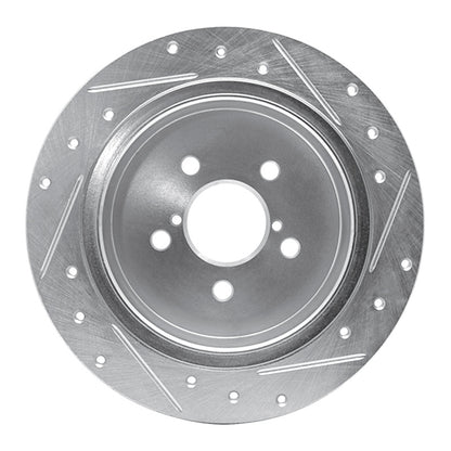 R1 Concepts R1 05-09 Subaru Outback Rear Left Drilled & Slotted Silver Brake Rotor