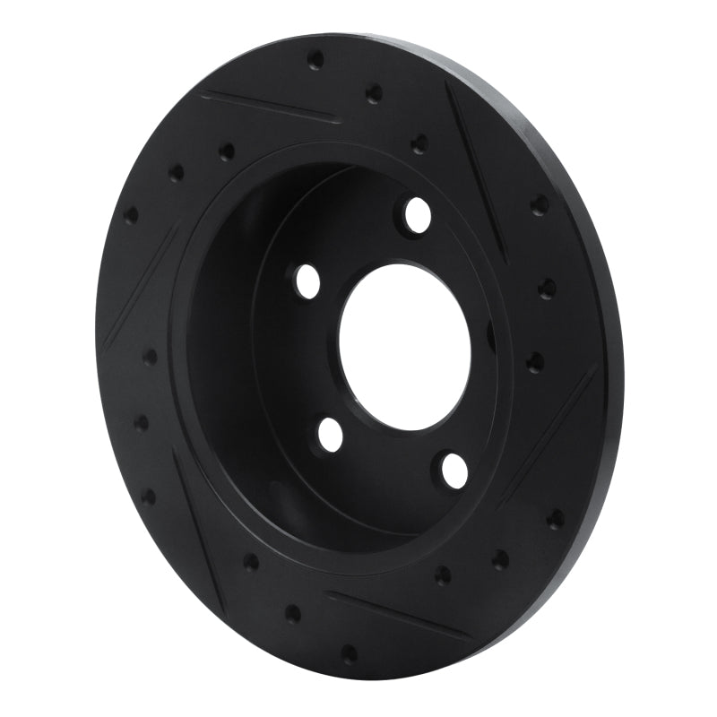 R1 Concepts R1 94-04 Ford Mustang Rear Left Drilled & Slotted Black Brake Rotor