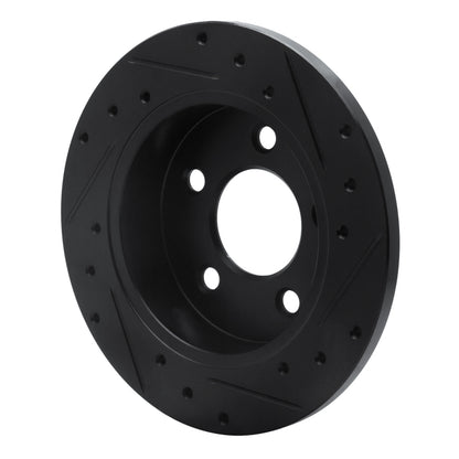 R1 Concepts R1 94-04 Ford Mustang Rear Left Drilled & Slotted Black Brake Rotor