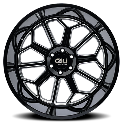Cali Off-Road 9117 Auburn 24x14 / 8x170 BP / -76mm Offset / 125.2mm Hub Gloss Black Milled Wheel
