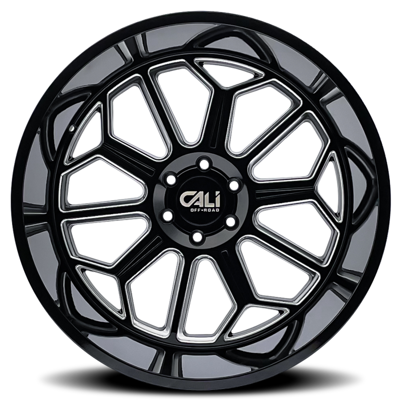 Cali Off-Road 9117 Auburn 20x9 / 8x170 BP / -12mm Offset / 125.2mm Hub Gloss Black Milled Wheel