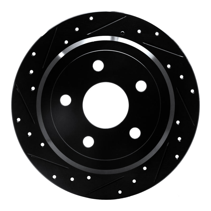 R1 Concepts R1 07-18 Jeep Wrangler Rear Left Drilled & Slotted Black Brake Rotor