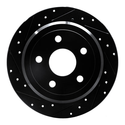 R1 Concepts R1 07-18 Jeep Wrangler Rear Left Drilled & Slotted Black Brake Rotor