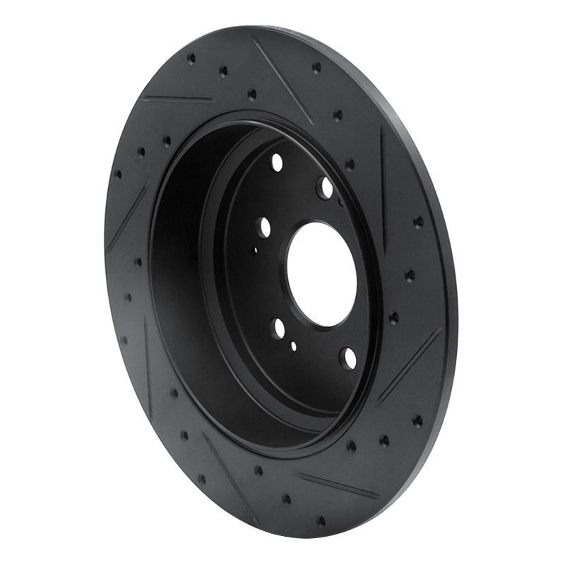 R1 Concepts R1 07-17 Acura ZDX Rear Left Drilled & Slotted Black Brake Rotor