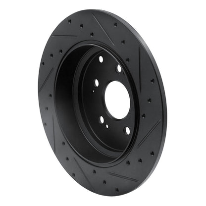 R1 Concepts R1 07-17 Acura ZDX Rear Left Drilled & Slotted Black Brake Rotor