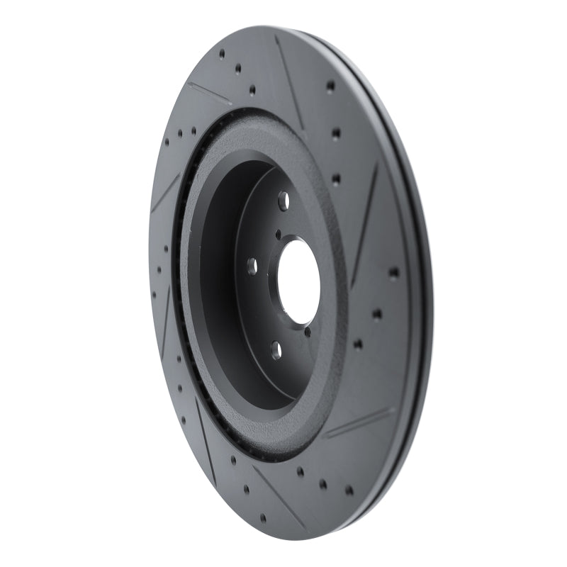 R1 Concepts R1 -25 Subaru Ascent Rear Left Drilled & Slotted Black Brake Rotor