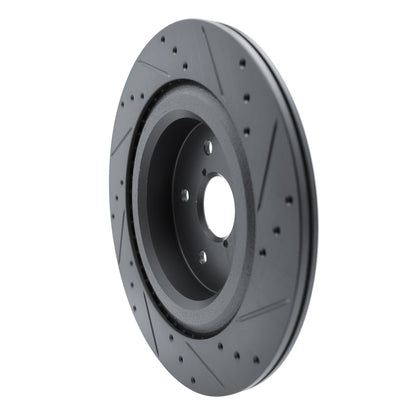 R1 Concepts R1 -25 Subaru Ascent Rear Left Drilled & Slotted Black Brake Rotor