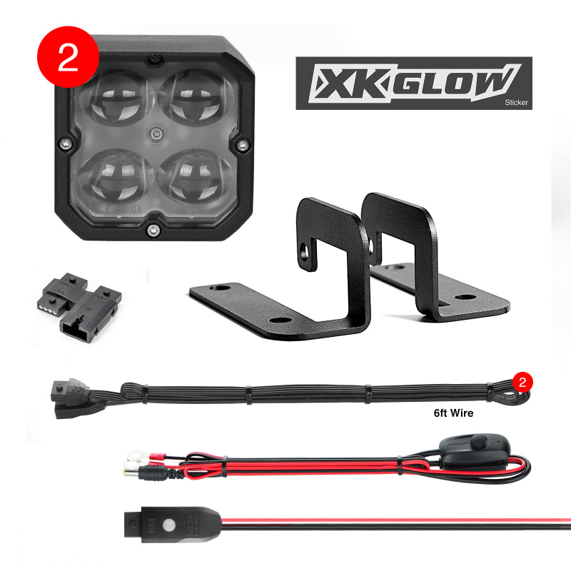 XKGLOW XK Glow XKchrome 20w LED Cube Light w/ RGB Accent Light Kit w/ Controller- Fog Beam 2pc