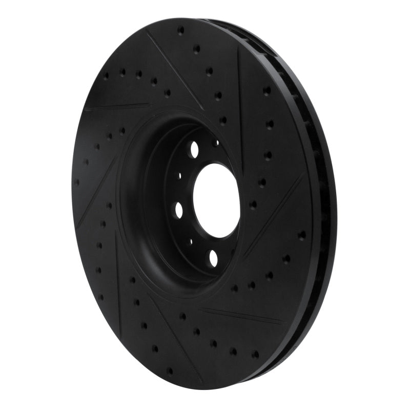 R1 Concepts R1 03-14 Volvo XC90 Front Left Drilled & Slotted Black Brake Rotor