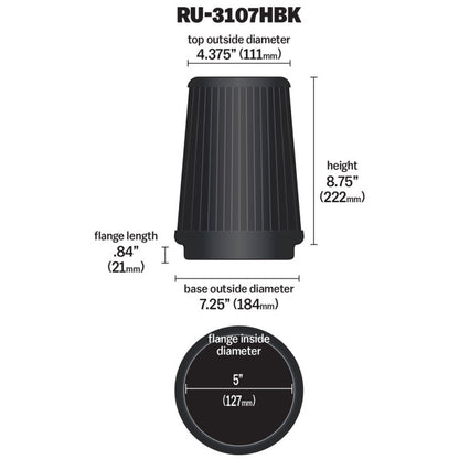K&N Engineering K&N Universal Air Filter (5in Flange / 6-1/2in Base / 4-3/8in Top OD / 8-3/4in Height)