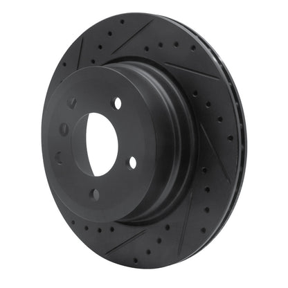 R1 Concepts R1 06-10 BMW 528I xDrive Rear Left Drilled & Slotted Black Brake Rotor
