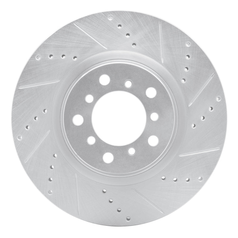 R1 Concepts R1 01-06 BMW M3 Left Front Drilled & Slotted Silver Brake Rotor