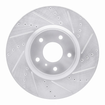 R1 Concepts R1 07-15 Infiniti G35 Front Right Drilled & Slotted Silver Brake Rotor