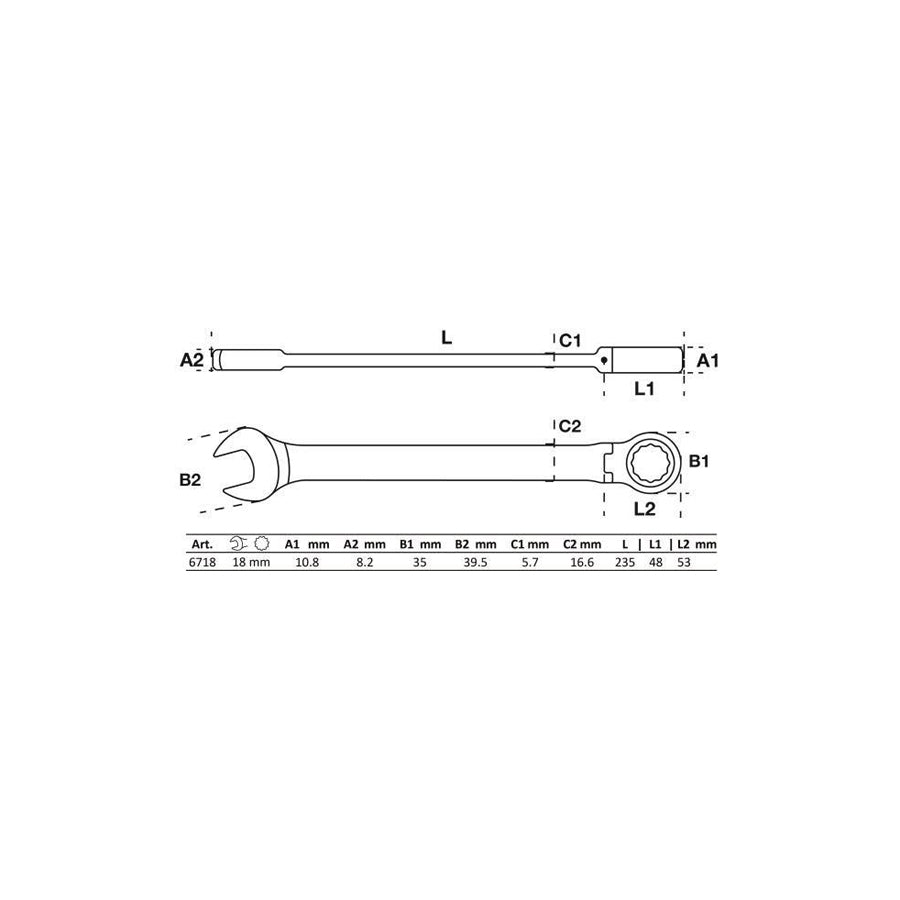 Bgs 6718 Ratchet Ring Open-Ended Spanner