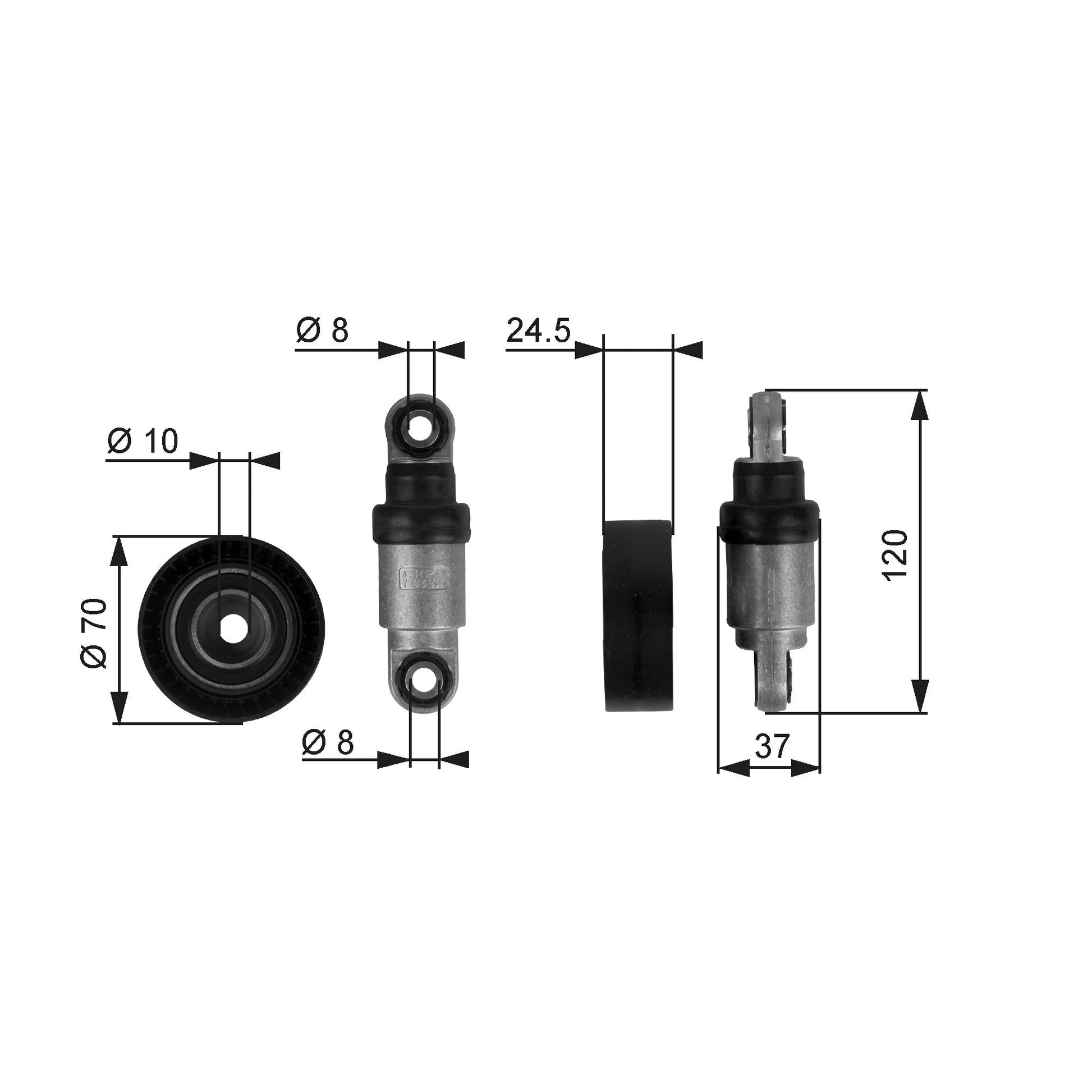 GATES GATT38244 V-Ribbed Belt Tensioner Pulley
