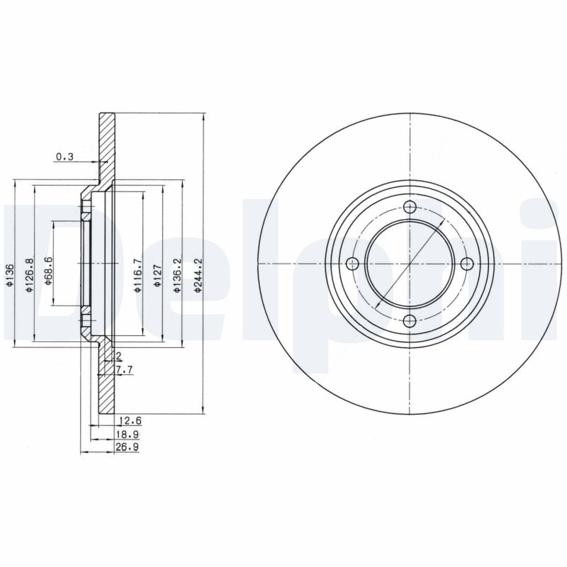 DELPHI BG2061 Brake Disc .
